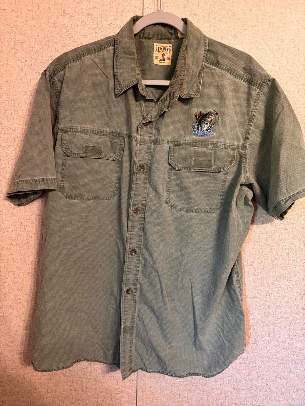 RedHead Short Sleeve Button-Down Shirt in Olive